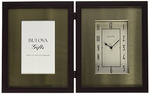 Bulova B1234 Winfield Picture Frame Clock, Metal, Espresso Brown