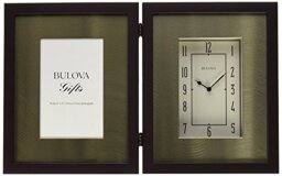Bulova B1234 Winfield Picture Frame Clock, Metal, Espresso Brown