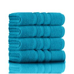 GC GAVENO CAVAILIA Luxury Super Soft 4-Pack Bathroom Hand Towels Set, 100% Egyptian Cotton Bath Accessory Sets, Zero Twist, Turquoise