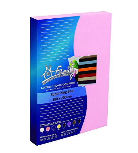 Super King Fitted Sheets Deep Fit - Fitted Bottom Sheet Super King Jersey Cotton - Deep Pocket Fitted Sheet Super King - Bedsheet For Superkingsize Bed Set (Super King, Pink)