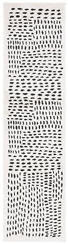 Safavieh Modern Rug for Living Room, Dining Room, Bedroom - Melody Collection, Short Pile, in Ivory and Black, 66 X 244 cm