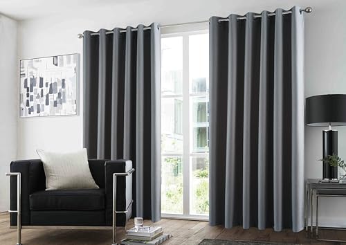 GC GAVENO CAVAILIA Thermal Blackout Curtains 66x72 Inch Drop - Insulated Curtains Eyelet Drapes for Bedroom & Living Room - Ring Top Noise-Reducing, Sun-Blocking 2 Panels Linen Curtains, Charcoal