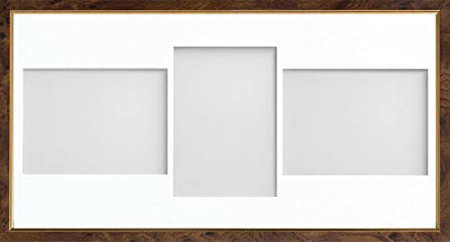 Frame Company Drayton Multi Aperture Photo Frame, Walnut, 20x10 for 7x5 inch (x3 LPL)