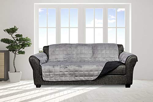 Quickfit Mazi Geo Reversible Sofa Cover, Black-Grey