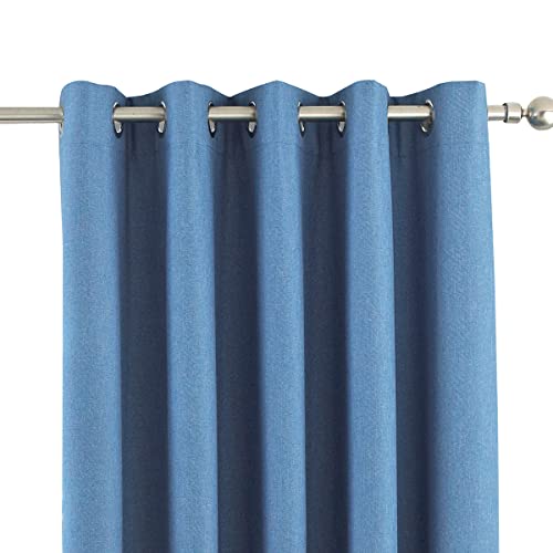 Riva Home Eclipse Blackout Eyelet Curtains, Polyester, Denim, 90 x 72 (229 x 183 cm)