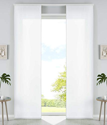 Gardinenbox Set of 2 Modern Plain Panel Curtains, 245 x 60 cm, Matte White, Blackout, Polyester, Multi-purpose, Standard inches