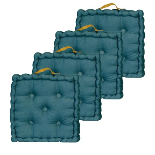 Atout Ciel 4 Floor Cushions 40 x 40 cm with Contrast Handle Duck Blue