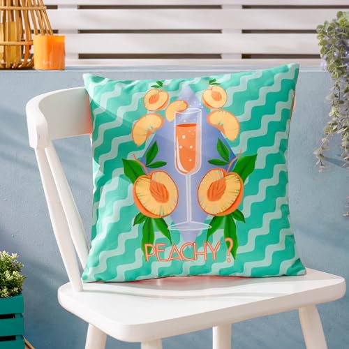 furn. Peachy Abstract Cushion Cover, Aqua