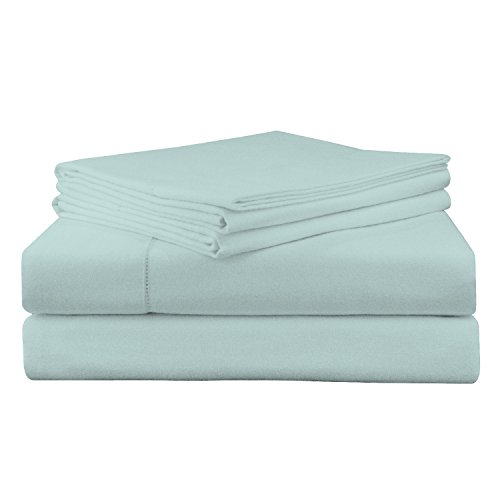 pointehaven 200 GSM 100% Cotton Flannel Sheet Set, King, Lagoon - Warm & Cozy - Pre-Shrunk -Deep Pockets - Elastic All Around-Comfy Double Brushed