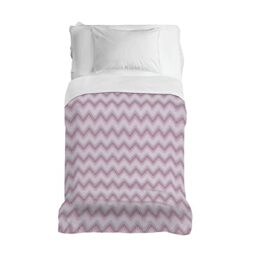 PENSIERI DELICATI Bedspread 170 x 280 cm, Single 100% Cotton Pique, Ideal as Furniture, Single Bed Blanket, Pink Zigzag Pattern, 100% Made in Italy