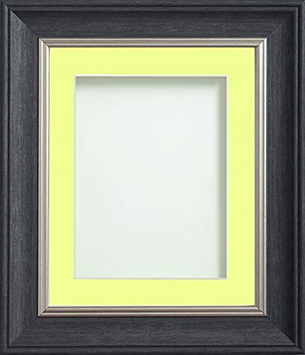 Frame Company Drummond Range Charcoal A3 Picture Photo Frame with Lemon Bon Bon Mount for Image A4 * Choice of Sizes* Fitted with Real Glass