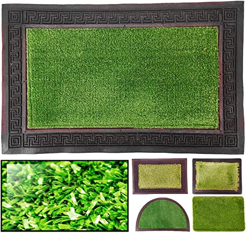 LucaHome – Home Entrance Doormat 40 x 63 cm Rubber and Artificial Grass Non-Slip Base, Doormat, Easy Cleaning, Absorbent Doormat for Outdoor and Indoor