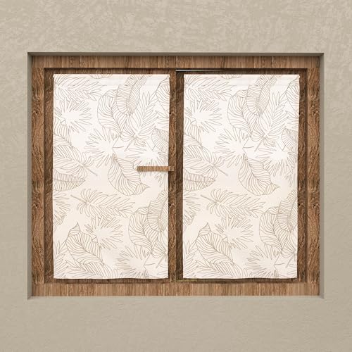 Soleil d'ocre, Celia Pair of Half Curtain 60 x 120 cm Taupe