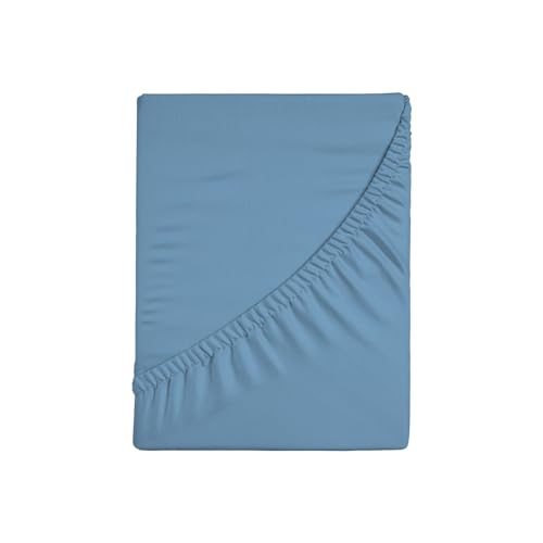 Zer0bed, Fitted Sheet with Corners, Single Colour, 100% Cotton, 30 cm Maxi Angle, Avio, 130 x 200 cm