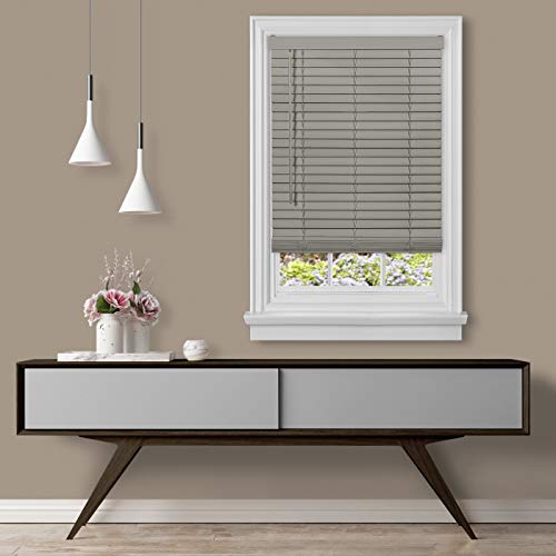 "Achim Home Furnishings, Grey Cordless GII Madera Falsa 2"" Faux Wood Plantation Blind 35"" x 64"""