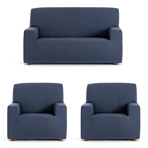 ECOMMERC3 - Trio 3+1+1 Universal and Versatile Sofa Cover ??? Blue Sofa Cover Protector Easy to Install for Back, Seat and Arms