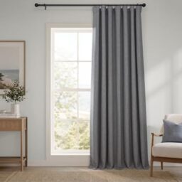 HPD Half Price Drapes Faux Linen Room Darkening Curtains - 120 Inches Long Extra Wide Luxury Linen Curtains for Bedroom & Living Room (1 Panel), 100W X 120L, Blazer Grey