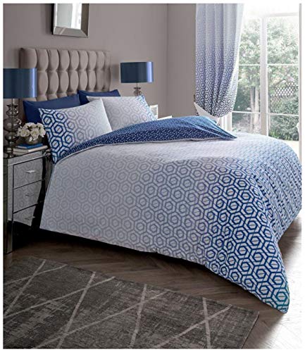 Luxurious Ohari Ombre Bed Set with Duvet Cover and Pillow Cases, Polyester-Cotton, [ King - Navy ]
