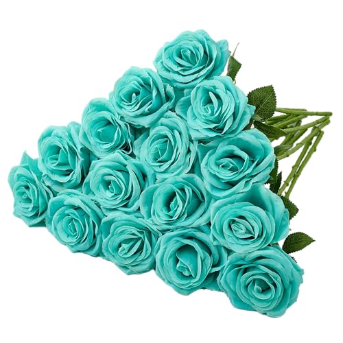 Carlita???s Blooms 15pcs Fake Roses Artificial Silk Flowers Faux Rose Flower Long Stems Bouquet for Arrangement Wedding Centerpiece Party Home Kitchen Decor
