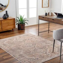 Livabliss Calypso Kotelia Machine Washable Floor Covering 200x275 cm – Vintage Boho Style for Living Room, Dining, Kitchen & Hallway, Easy Care, Brown, Orange, Peach & Black