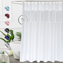 UFRIDAY 72x75 inch White Fabric Shower Curtain for Bathroom,Water Repellency and Machine Washable - 72 by 75 Inches, White