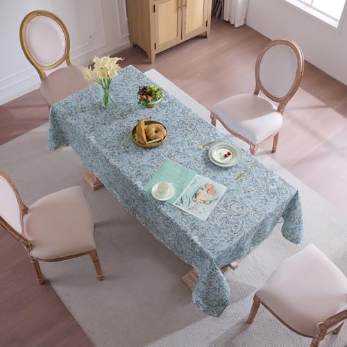 "Rectangle Tablecloth 60"" x 102"" 100% Waterproof Fabric ??? Wipe-Clean, Tear-Proof Decorative Table Cover for Indoor & Outdoor Dining Elegant Patterns for Kitchens, Dining Rooms, Paisley"