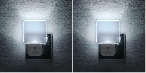 Integral LED Auto Sensor Night Light, Plug in Wall with Dusk to Dawn Photocell for Hallways, Stairs, Bedrooms, Landings, Children’s Room, Baby, Infants Nursery, Kitchen, Acrylic, 0.6 W, 2-Pack