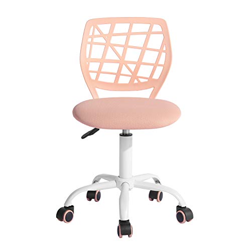 FurnitureR Ergonomic Adjustable Height Swivel Rolling Computer Executive Chair for Home Office Study, Pink, Metal, 44 x 40 x 74-87CM