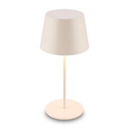 Briloner - Rechargeable LED Table Lamp, Stepless Touch Dimmer, Warm White, IP44, USB-C Charging Cable, Replaceable Battery, Night Light, Bedside Lamps, Battery Lamp, 9,5 x 20,5 cm, Off White