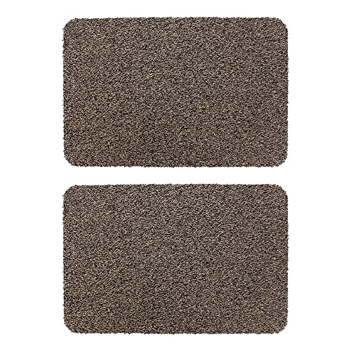 JVL Tanami Machine Washable Doormat, 50x75cm, Brown, Pack of 2