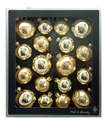 Thüringer Glasdesign - Bauble set made of glass, Christmas baubles including hanger, glossy and matt, Christmas tree baubles, Christmas tree decorations, decoration