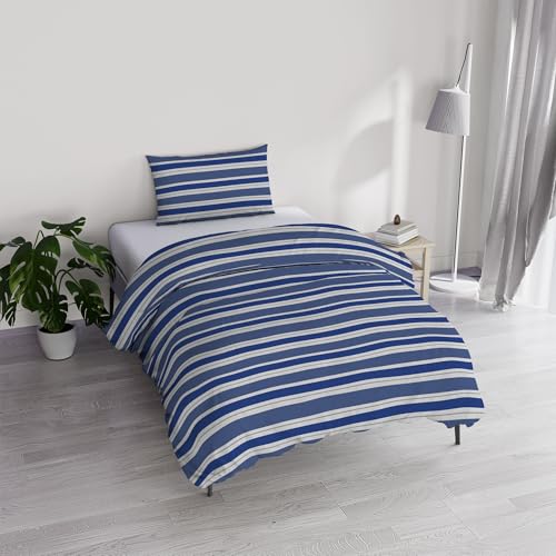 Italian Bed Linen Duvet Cover Set - Duvet Cover 150 x 200 cm with Double Flap and Pillow Cases (Single, Chrono)
