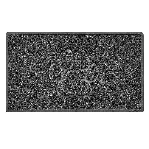 Paw Embossed Shape Door Mat Dirt-Trapper Washable Barrier Doormat-Dark Grey (Watertight Rubber-Back)-Medium (75x44cm)