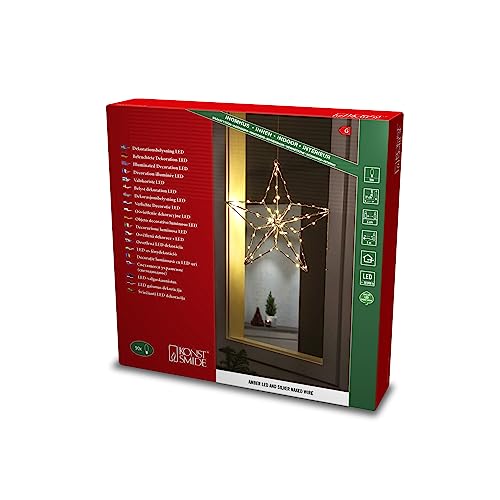 Konstsmide Christmas Lights Decoration LED/Gold Metal 3D Star Indoor Use (IP20)/Warm White Diodes/36cm H x 37cm W/Transparent Cable
