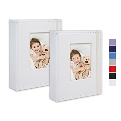 Cherrich Small Photo Album 4x6, Pack of 2 Leather Photo Book, Each Mini 26-Page Album Holds 52 Photos, Art Presentation Folder for Postcards & Picture Storage