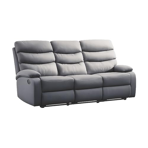 Kidsaw 3 Seater Sofa Manual Recliner Grey PU Material