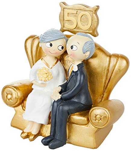 Mopec Pop & Fun ??? Golden 50th Wedding Anniversary Cake Figurine, 16 x 16.5 cm, Dark Gold