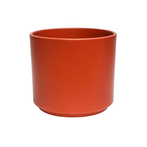 Ivyline Prague Planter in Cayenne with Waterproof Exterior and Cylindrical Shape - Matte Finished Flower Pot - Modern Home Decoration - H18 x D20 cm