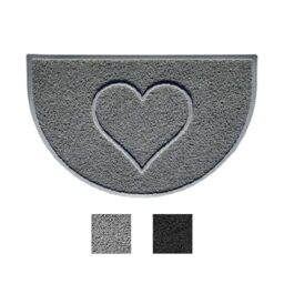 Nicoman Heart Shape Embossed Entrance Door Mat Non Slip Dirt Trapper PVC Spaghetti Mat with Rubber Base, Jet Washable Quick Drying Doormat Watertight Indoor or Outdoor - (Half-Moon, Grey, 70 x 44cm)