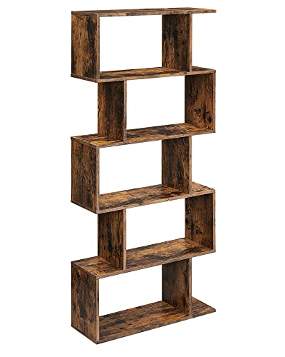 VASAGLE Bookshelves, 5-Tier Bookcase, Room Divider, Cube Display Shelf, Freestanding Storage Shelf, Modern Style, for Living room, Bedroom, Office, Rustic Brown LBC62BX
