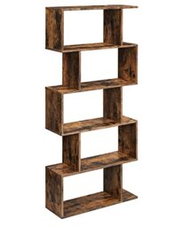 VASAGLE Bookshelves, 5-Tier Bookcase, Room Divider, Cube Display Shelf, Freestanding Storage Shelf, Modern Style, for Living room, Bedroom, Office, Rustic Brown LBC62BX