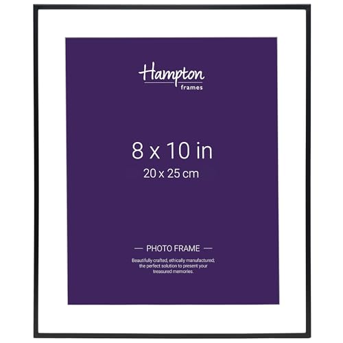 Hampton Frames Photo Frame MADRID - 8x10 Inch (20x25cm), Matt Black, Narrow Profile - Bevel Mount, Freestanding or Wall Mount - Classic Display for Portraits and Photos