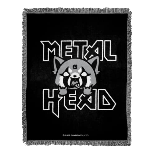 "Northwest Woven Jacquard Throw Blanket, 46"" x 60"", Aggretsuko Metal Head"