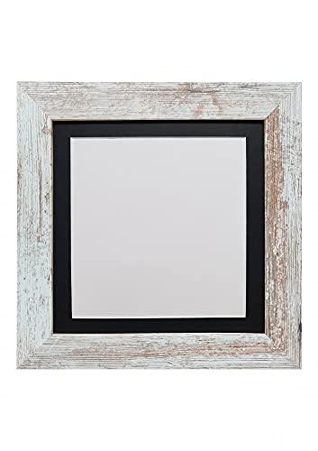 FRAMES BY POST Metro Picture Photo Frame Distressed White with Black Mount 20 x 20 Inch Image Size 40 x 40 cm Plastic Glass