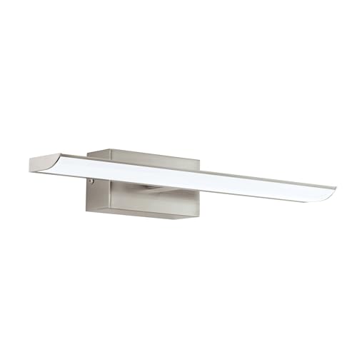 Eglo LED Wall Lamp Tabiano, Mirror Light, LED Wall Light Made of Metal in Matte Nickel and Plastic in White, Bathroom Lamp, LED Bathroom Light Neutral White, L 40.5 cm