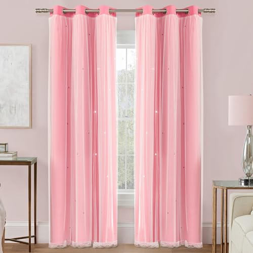 XiDi Curtains for Bedroom Decor Pink34/84/1