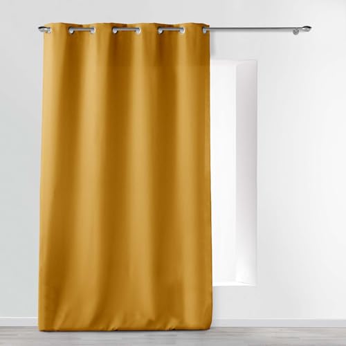 Douceur d'Intérieur, Essential Curtain with Eyelets 140 x 260 cm Ochre Polyester Plain