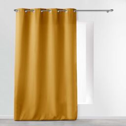 Douceur d'Intérieur, Essential Curtain with Eyelets 140 x 260 cm Ochre Polyester Plain