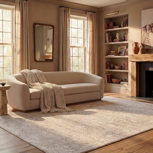 Safavieh Contemporary Rug for Living Room, Dining Room, Bedroom - Reflection Collection, Short Pile, in Cream and Ivory, 183 X 274 cm
