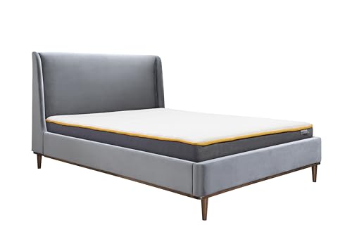 Birlea Double Bed Frame Grey Nicola Velvet Fabric 4FT6 135cm